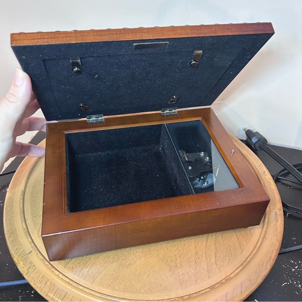 Vintage Wood Jewelry Box Trinket Box “All Through the Night‎ Mom” Poem Musical - Picture 4 of 15